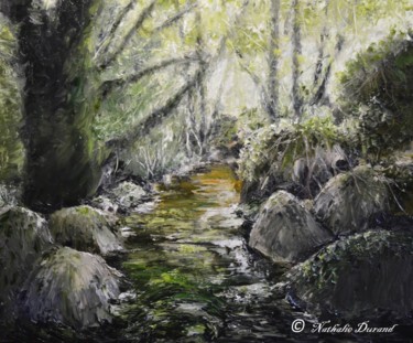 Painting titled "Sous bois" by Nathalie Durand (Ndpastelart), Original Artwork, Oil