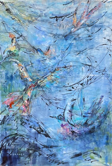Pintura titulada "le chant des oiseaux" por Nathalie Grange, Obra de arte original, Acrílico