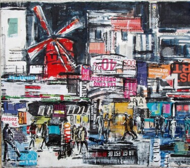 Peinture intitulée "moulin rouge" par Nathalie Grange, Œuvre d'art originale, Acrylique