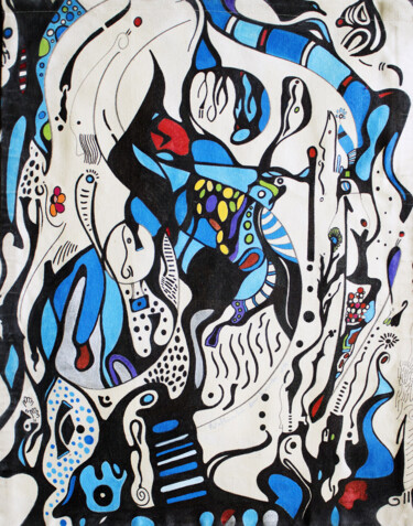 Malarstwo zatytułowany „Blue Shade” autorstwa Nathalie Gribinski, Oryginalna praca, Olej