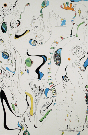 Картина под названием "Ladder of the Gods" - Nathalie Gribinski, Подлинное произведение искусства, Масло