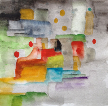 Malerei mit dem Titel "At the Therapeut" von Nathalie Gribinski, Original-Kunstwerk, Aquarell