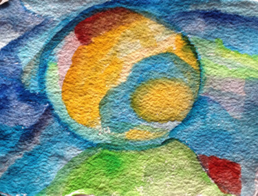 Painting titled "Mother earth" by Nathalie Gribinski, Original Artwork, Watercolor