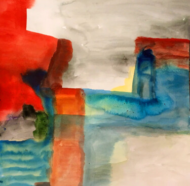 Painting titled "Broken Bridge" by Nathalie Gribinski, Original Artwork, Watercolor