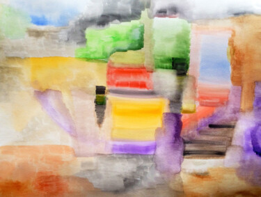 Картина под названием "Across" - Nathalie Gribinski, Подлинное произведение искусства, Акварель