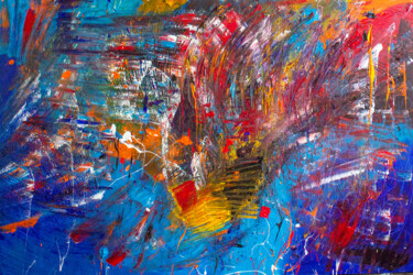 Картина под названием "Inflamed Ship" - Nathalie Gribinski, Подлинное произведение искусства, Акрил Установлен на Деревянная…