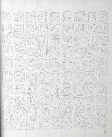 Disegno intitolato "Matrice2" da Nathalie Herbulot, Opera d'arte originale, Pennarello Montato su Cartone