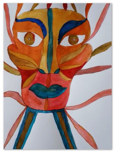 Σχέδιο με τίτλο "Tribu" από Nathalie Jasseny, Αυθεντικά έργα τέχνης, Ακουαρέλα