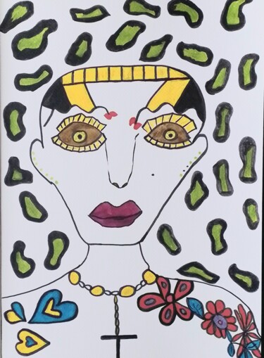 Drawing titled "Attitude" by Nathalie Jasseny, Original Artwork, Marker