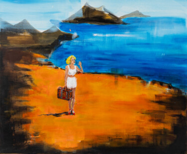 Pintura intitulada "La fille dans le dé…" por Nathalie Joulin, Obras de arte originais, Acrílico Montado em Armação em madei…