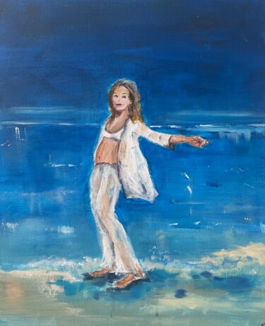 Painting titled "Free girl" by Nathalie Joulin, Original Artwork, Acrylic Mounted on Cardboard