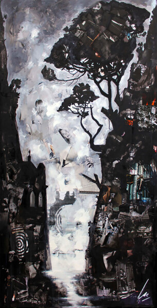 Malarstwo zatytułowany „Le passage de minuit” autorstwa Nathalie Lemaitre, Oryginalna praca, Olej Zamontowany na Drewniana r…