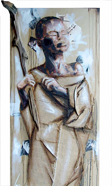 Painting titled "Le petit chef 120x60" by Nathalie Lemaitre, Original Artwork, Oil Mounted on Wood Stretcher frame