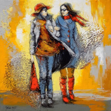 Painting titled "shopping" by Nathalie Montel, Original Artwork, Acrylic Mounted on Wood Stretcher frame