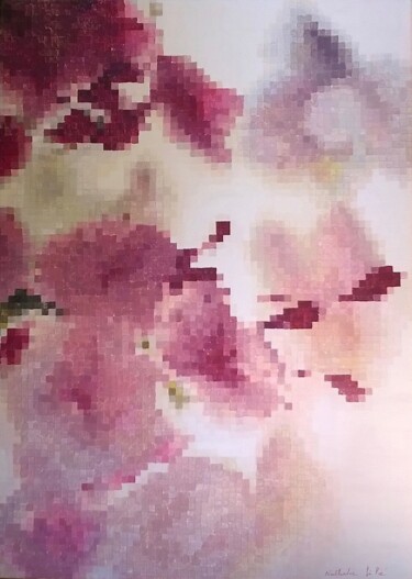 Malerei mit dem Titel "3- Pixels flowers" von Nathalie Si Pié, Original-Kunstwerk, Acryl