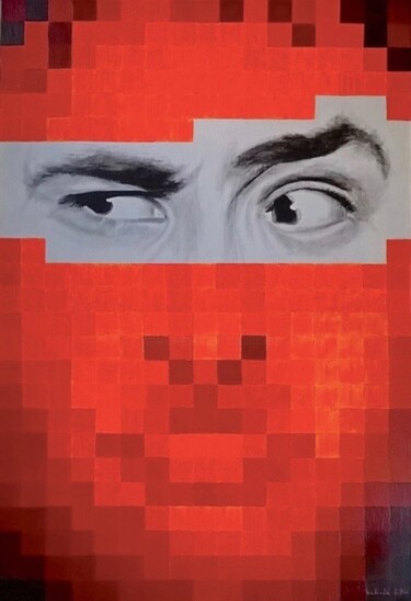 Peinture intitulée "Portrait pixels 3" par Nathalie Si Pié, Œuvre d'art originale, Acrylique