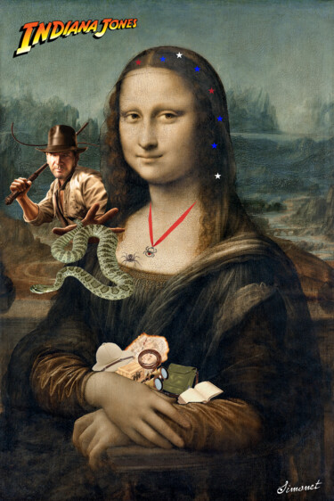 Arte digital titulada "Mona Lisa et Indian…" por Nathalie Simonet, Obra de arte original, Foto-montaje