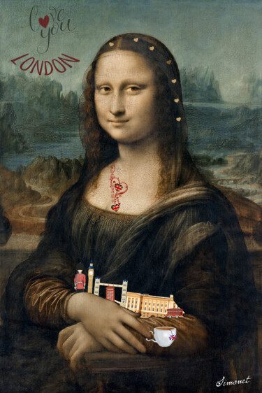 Arte digitale intitolato "Mona Lisa en vacanc…" da Nathalie Simonet, Opera d'arte originale, Fotomontaggio