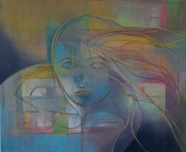 Painting titled "Le Voyage" by Nathalie Gautier, Original Artwork, Oil Mounted on Wood Stretcher frame