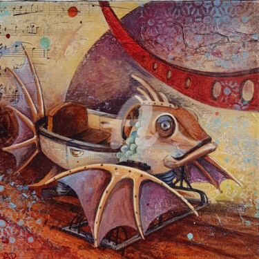 Peinture intitulée "Poisson Ô ma vie" par Nathalie Pouillault Boyaval, Œuvre d'art originale, Acrylique