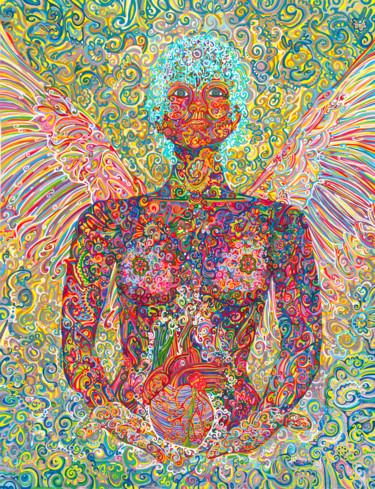 Peinture intitulée "Angel's Heart" par Natitota, Œuvre d'art originale, Acrylique