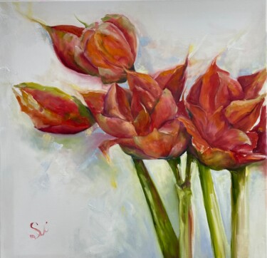 Schilderij getiteld "Passion Flowers" door Natty Sviderskaya, Origineel Kunstwerk, Olie