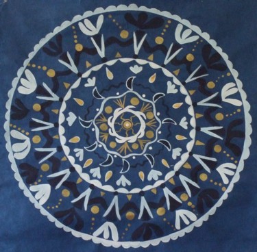 Peinture intitulée "le mandala bleu" par Nathalie Vanlaer, Œuvre d'art originale, Acrylique