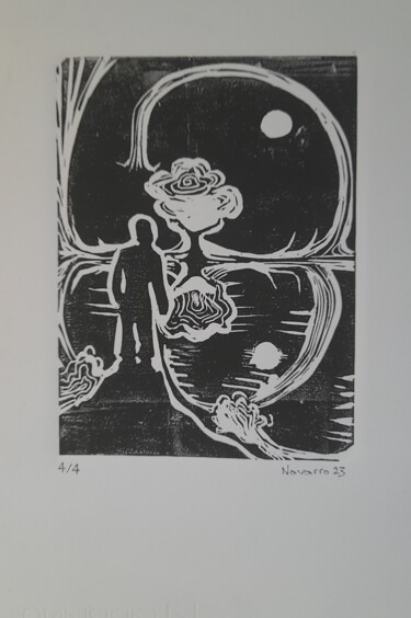 「Prior to Night Para…」というタイトルの製版 Franco Navarroによって, オリジナルのアートワーク, Linocuts