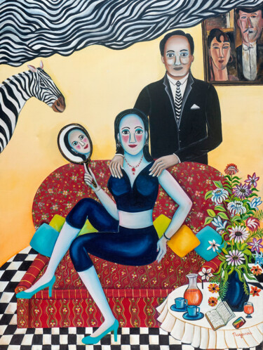 Картина под названием "The Zebra Surveys O…" - Nayanaa Kanodia, Подлинное произведение искусства, Масло