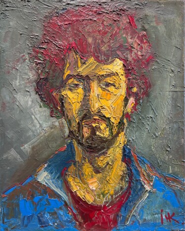 Painting titled "Colleague" by Nazar Ivanyuk, Original Artwork, Oil Mounted on Wood Stretcher frame