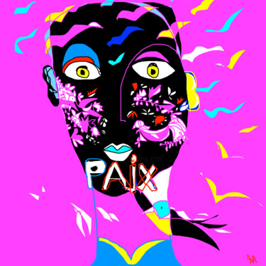 Digitale Kunst getiteld "PAIX ROSE" door Nazareth Agopian, Origineel Kunstwerk, Digitaal Schilderwerk