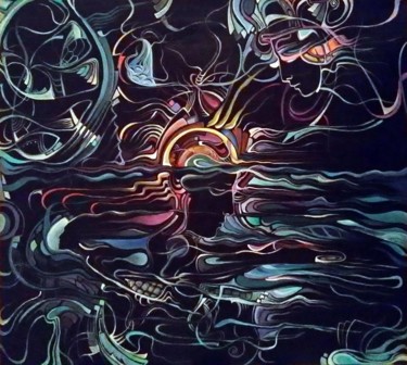 Malerei mit dem Titel "Sunset" von Nino Bitsadze, Original-Kunstwerk, Acryl