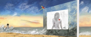 Digitale Kunst mit dem Titel "Phare Monaco" von Natoo, Original-Kunstwerk, Digitale Malerei