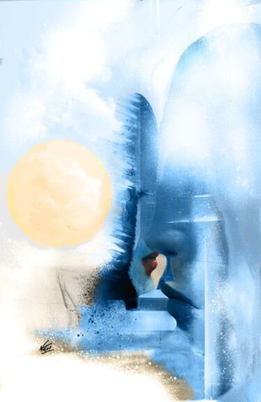 Arte digital titulada "Dream bleue" por Natoo, Obra de arte original, Pintura Digital Montado en Aluminio