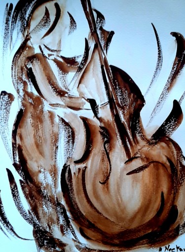 "Violoncelliste" başlıklı Tablo Annie Nectoux tarafından, Orijinal sanat, Suluboya
