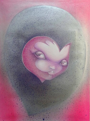 Peinture intitulée "Pink Punk" par Nef, Œuvre d'art originale, Bombe aérosol