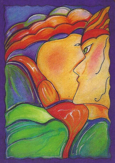 Malerei mit dem Titel "Rencontres" von Nefer Jade, Original-Kunstwerk, Acryl