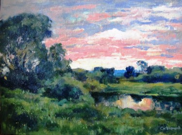 Pintura intitulada "Розовый закат" por Aleksei Skvortsov, Obras de arte originais, Óleo