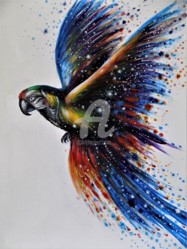 Painting titled "Flying diversity" by Neint Visiroff, Original Artwork, Oil