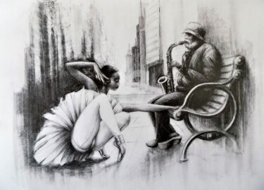 Drawing titled "Street harmony" by Neint Visiroff, Original Artwork, Pencil