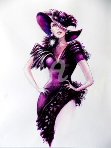 Painting titled "Violet epatag" by Neint Visiroff, Original Artwork, Watercolor