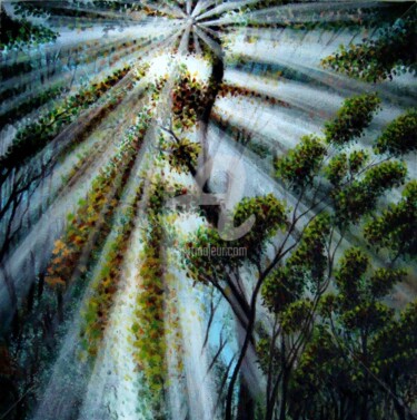 Painting titled "Game forest light" by Neint Visiroff, Original Artwork, Oil