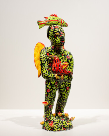 Rzeźba zatytułowany „Green angel” autorstwa Nelli Isupova, Oryginalna praca, Ceramika