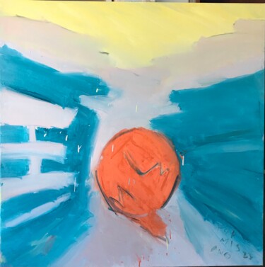 Painting titled "Soccer ball 18" by Nello Formisano, Original Artwork, Oil Mounted on Wood Stretcher frame