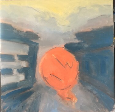 Painting titled "New soccer ball" by Nello Formisano, Original Artwork, Oil Mounted on Wood Stretcher frame