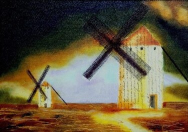 Schilderij getiteld "moulin à paroles" door Nelly Quéré Cougard, Origineel Kunstwerk