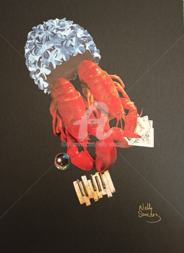 Collages titled "Un dimanche à la ca…" by Nelly Sanchez, Original Artwork, Collages