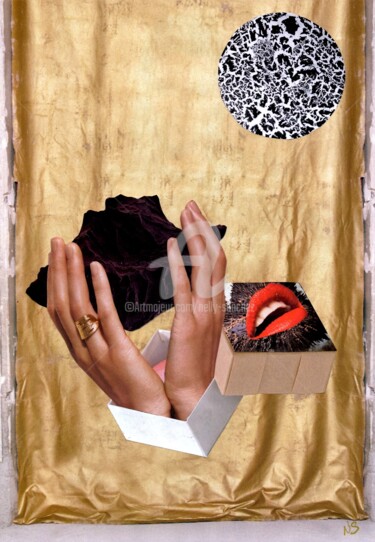 Collagen mit dem Titel "Mon coeur après l'o…" von Nelly Sanchez, Original-Kunstwerk