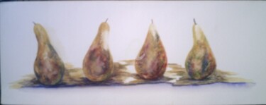 Peinture intitulée "poires" par Nelly Coudoux, Œuvre d'art originale, Gouache