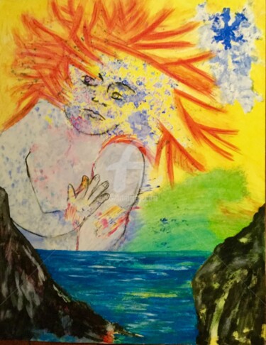 Pittura intitolato "Bain de soleil" da Nelly Coudoux, Opera d'arte originale, Gouache